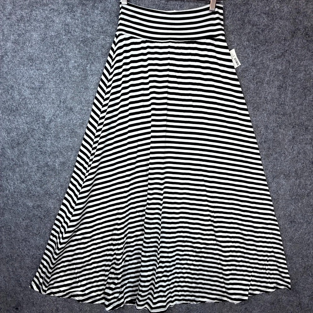 A. Byer A Line Maxi Skirt Women Small Juniors Black White Striped Flared Comfy